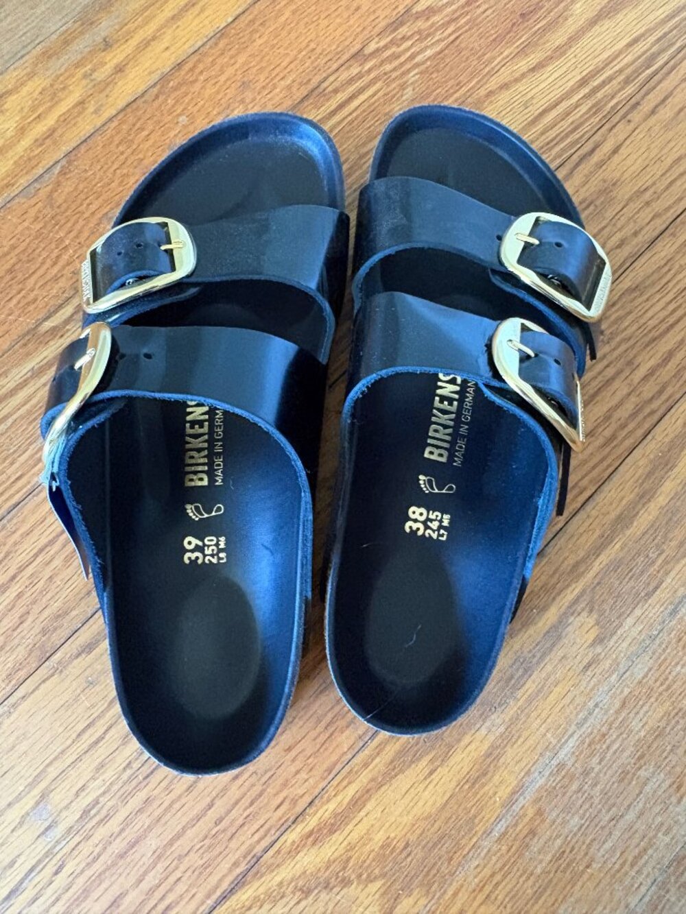 Birkenstock Arizona Big Buckle  Natural Leather Patent Black